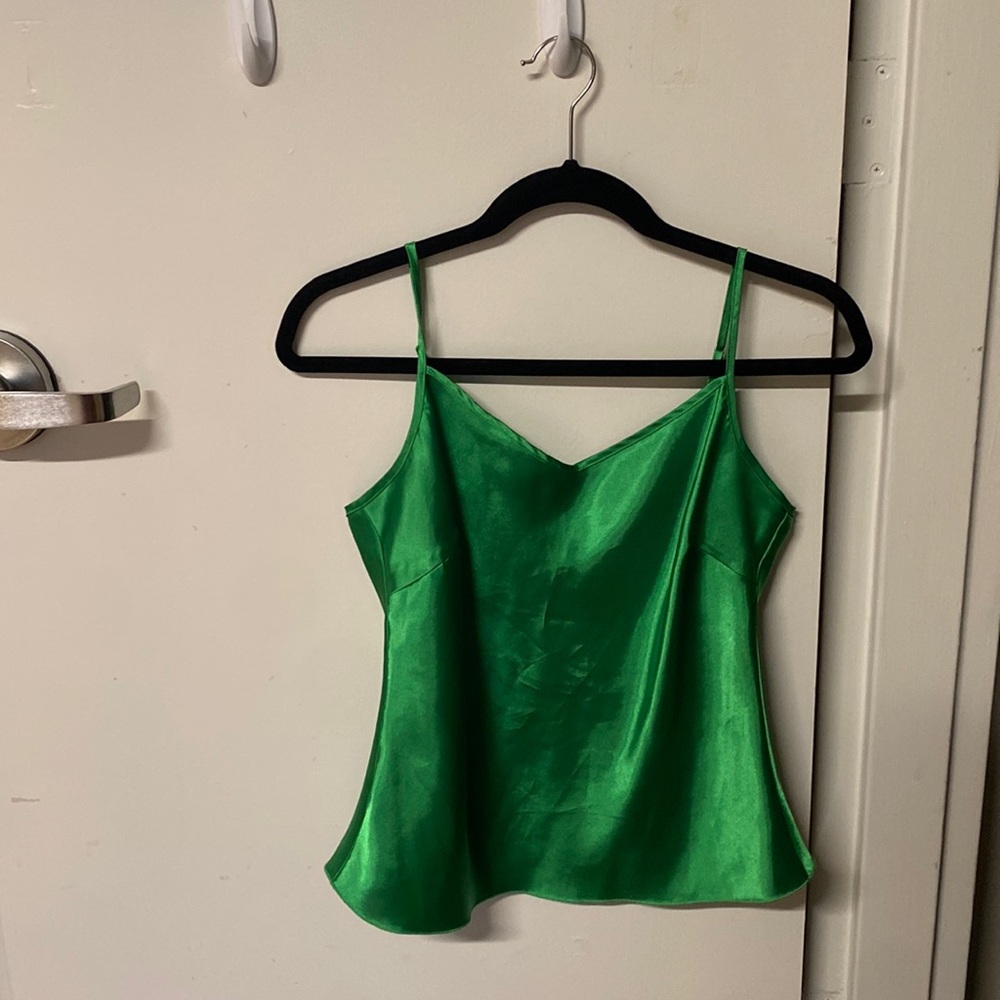 green silk tank